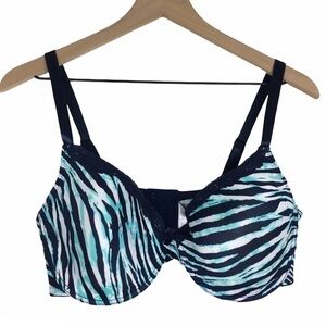 DREAMWEAR Bra Padded Underwire Animal Print Zebra Tiger Blue Size 40C